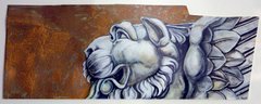 stone lion on gold